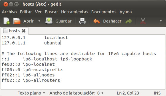Archivo de Configuración /etc/hosts